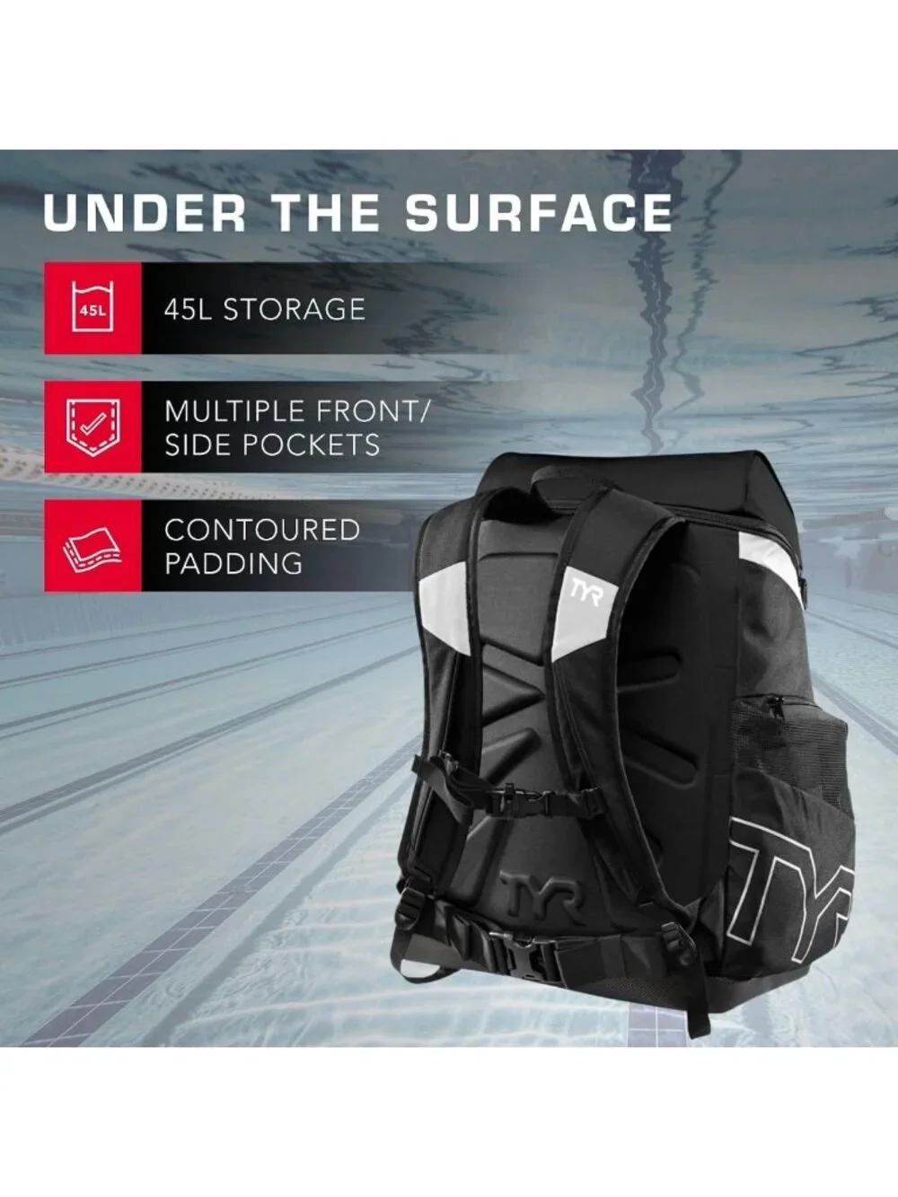 Versatile Wet/Dry Athletic Backpack for Gym & Pool - 45L, Ergonomic